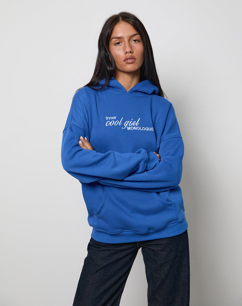 Felpa con cappuccio oversize in blu cobalto con grafica Cool Girl