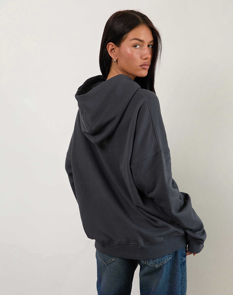 Felpa con cappuccio oversize in Ocean Storm con grafica Lucky You