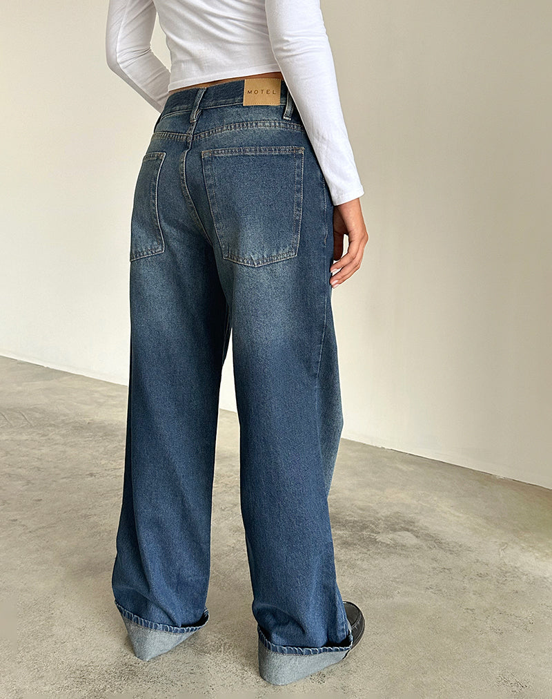 Immagine dei jeans oversize a vita bassa Dad in Dark Vintage