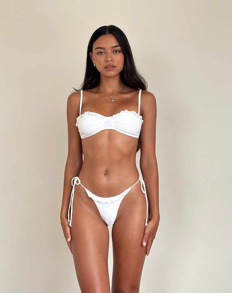 Immagine di Pafriza Bikini Top con volant in Broderie Bianco