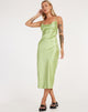 immagine di Palasha Midi Dress in raso verde lime