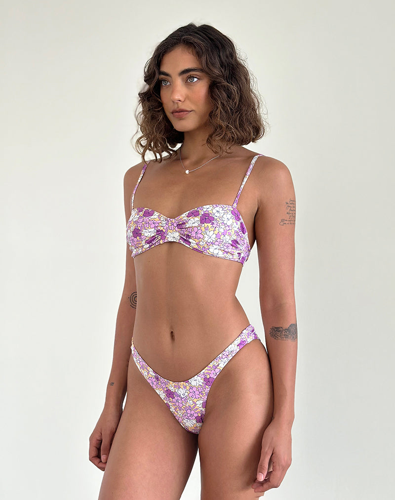 Immagine di Pali Bikini Top in arancione e viola con motivo floreale brillante