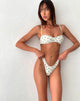 Immagine di Pali Bikini Top in blu con fiori a grappolo e bordi a picot
