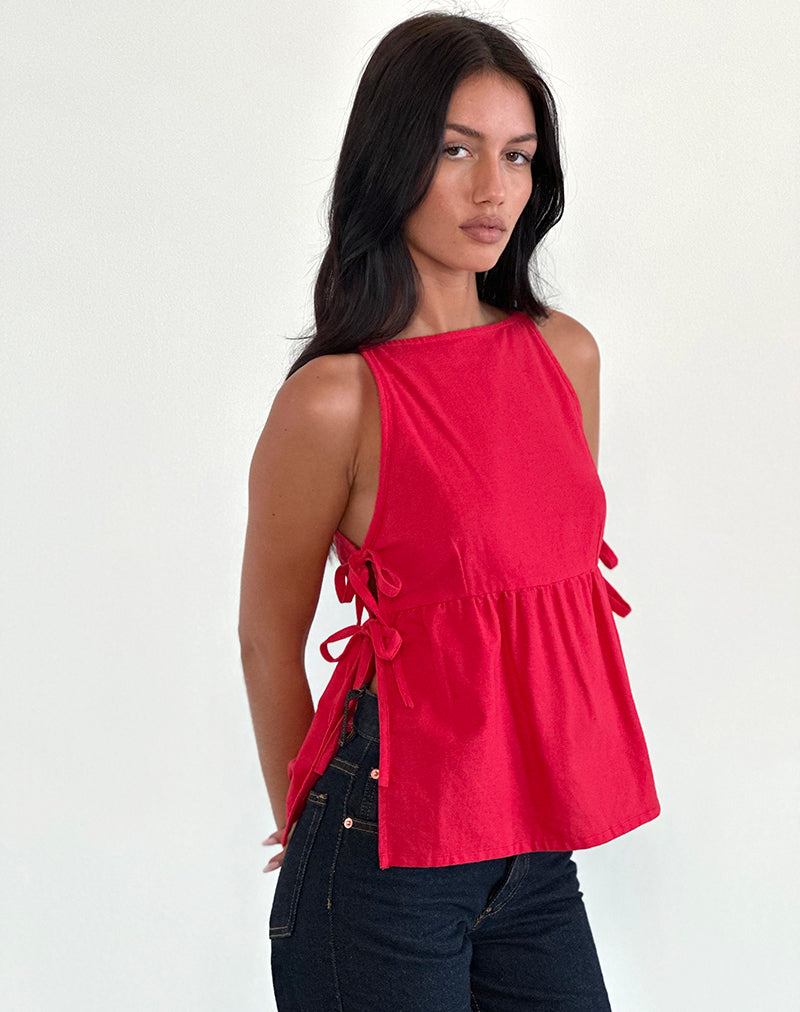 Top senza maniche Palsi Tie Side in rosso tango