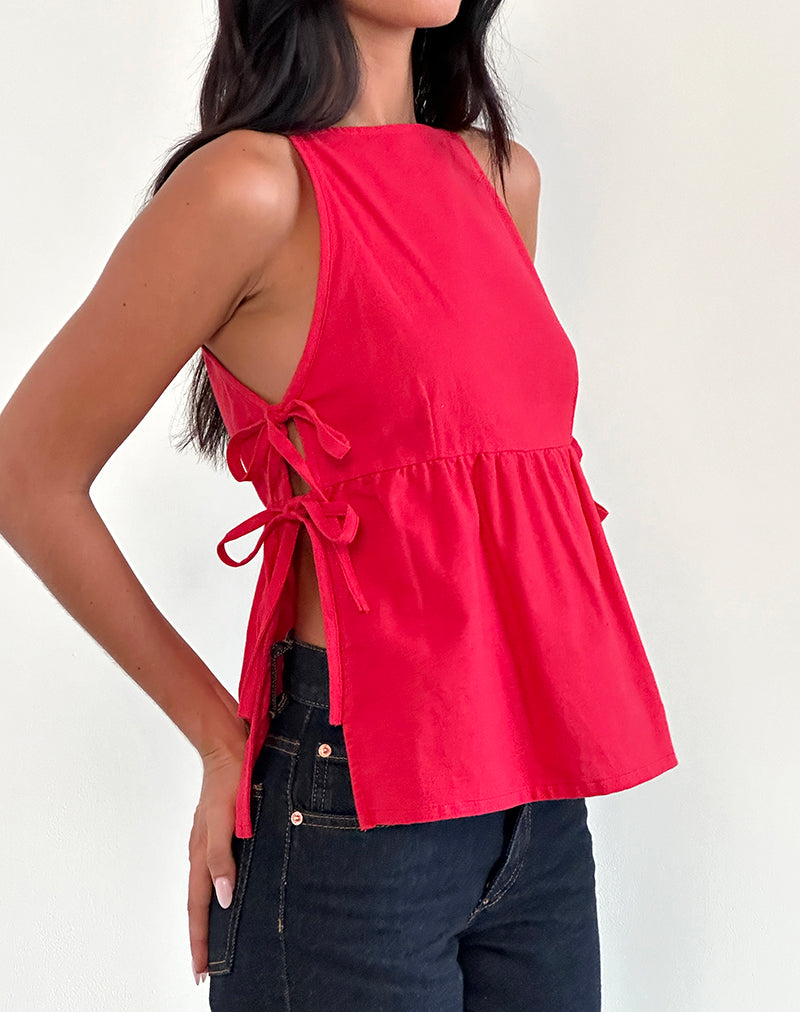 Top senza maniche Palsi Tie Side in rosso tango