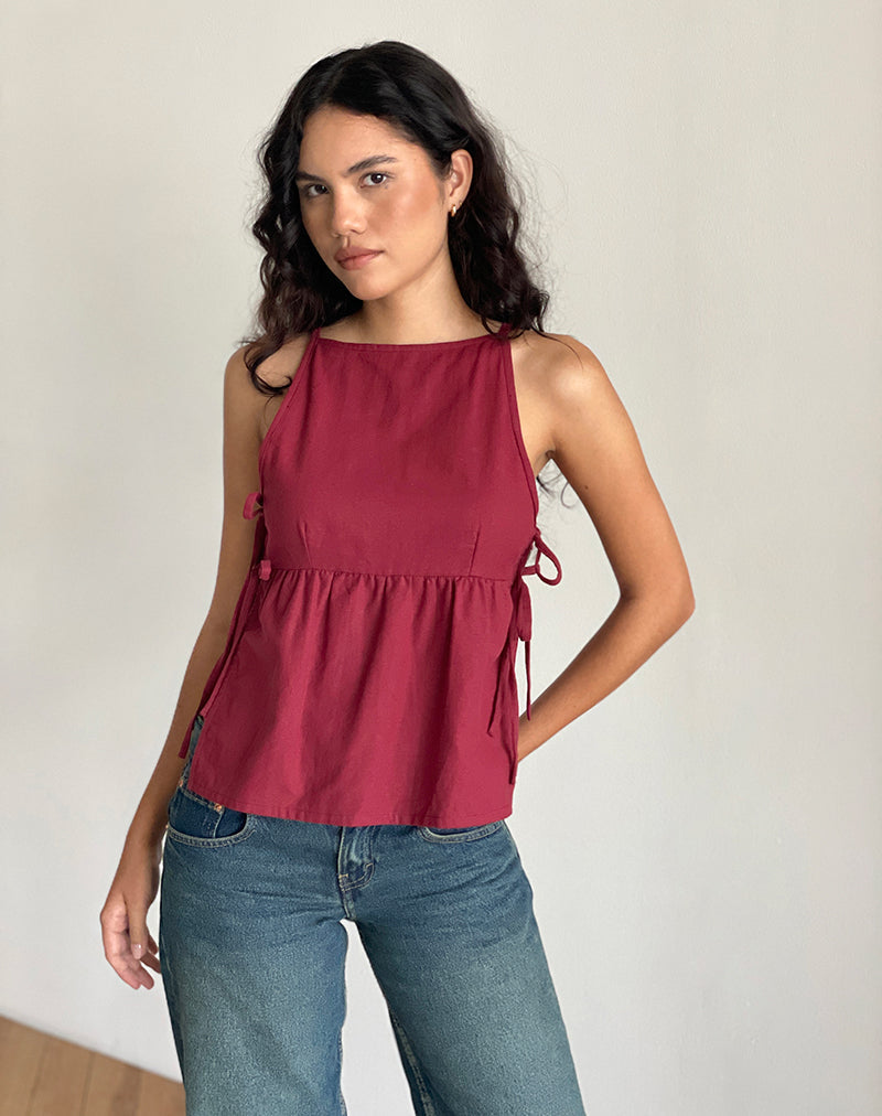 Immagine di Palsi Tie Side Top in borgogna