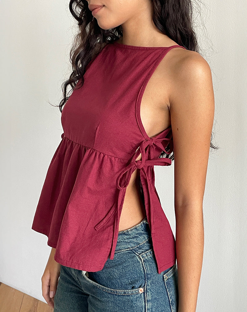 Immagine di Palsi Tie Side Top in borgogna