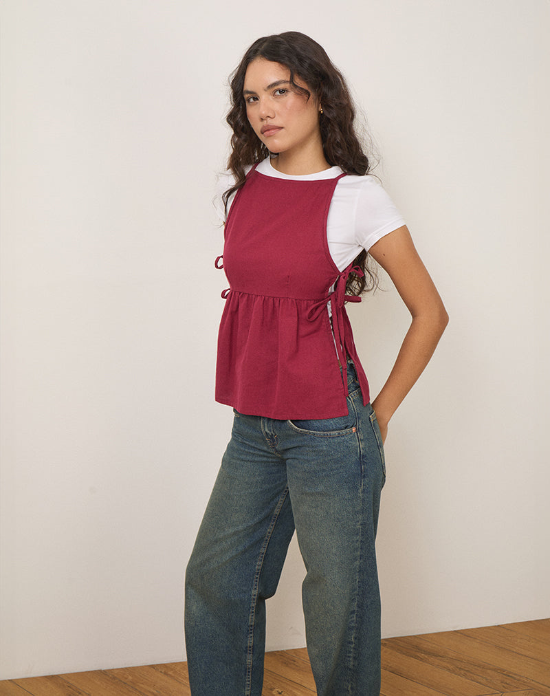 Immagine di Palsi Tie Side Top in borgogna