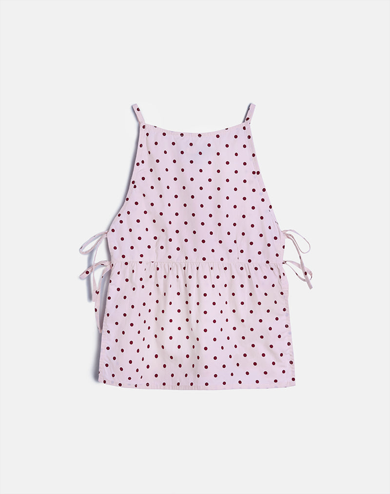 Immagine di Palsi Tie Side Top in rosa con pois medi rosso