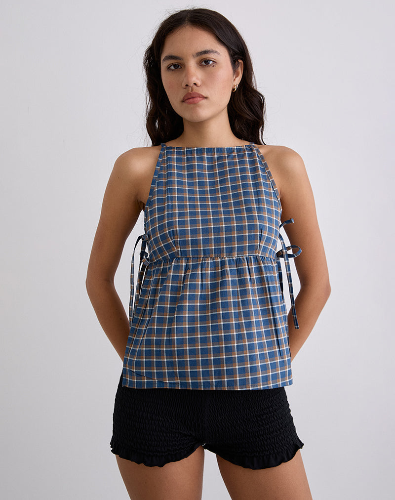 Immagine di Palsi Tie Side Top in Medium Tartan Blue