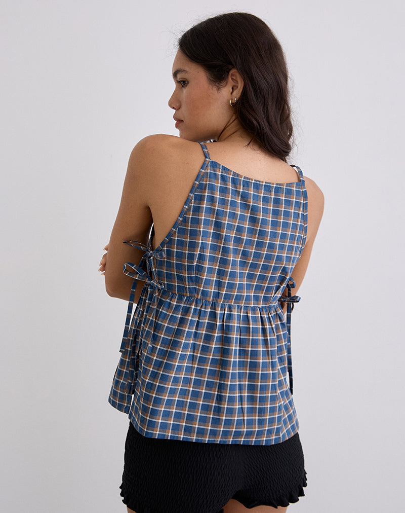 Immagine di Palsi Tie Side Top in Medium Tartan Blue
