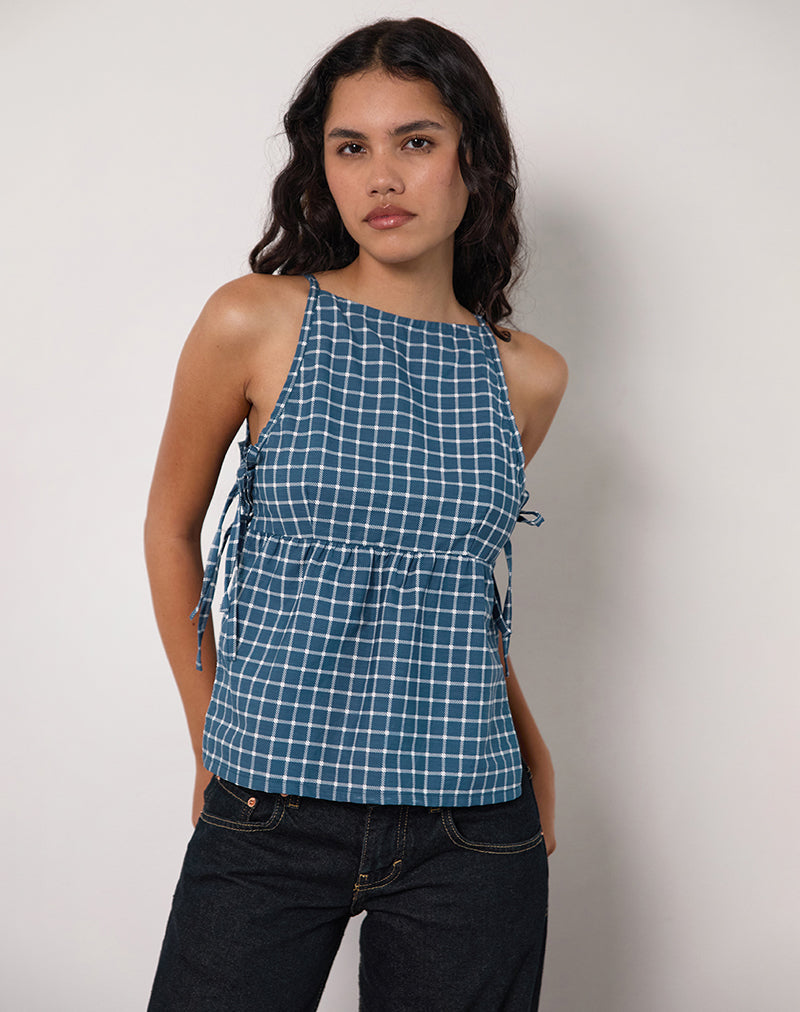 Immagine di Palsi Tie Side Top in Tartan Navy