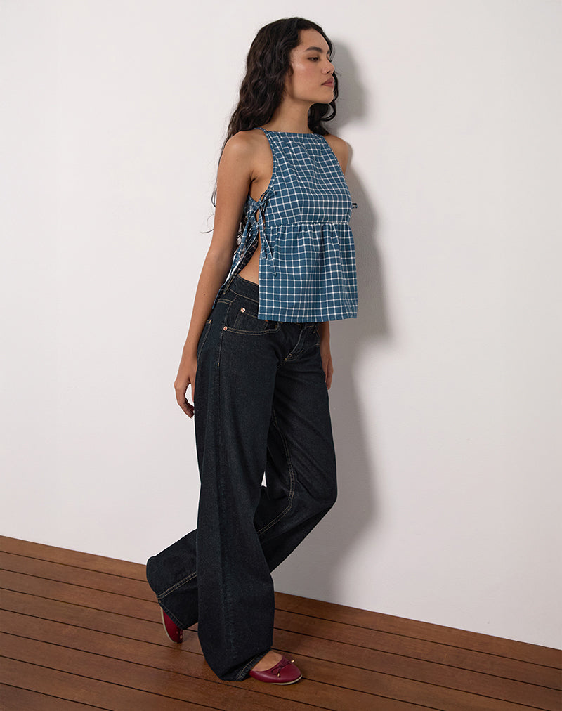 Immagine di Palsi Tie Side Top in Tartan Navy