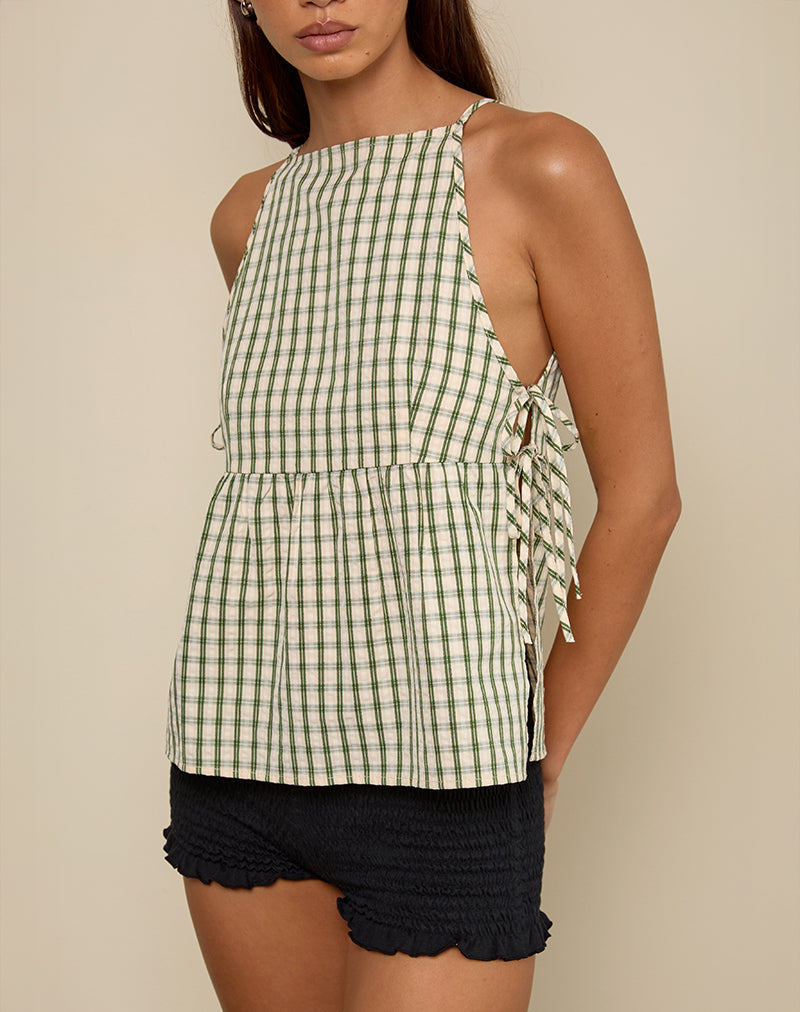 Immagine di Palsi Tie Side Top in verde check
