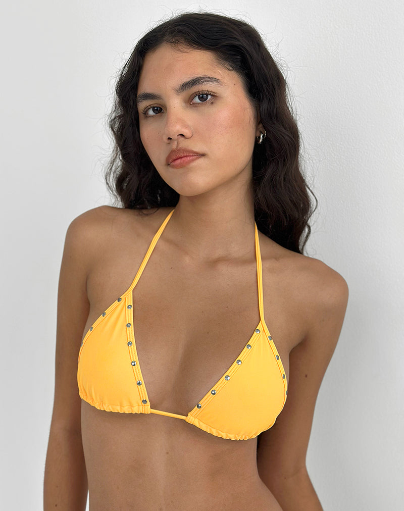 Top bikini Pami in arancione chiaro con borchie