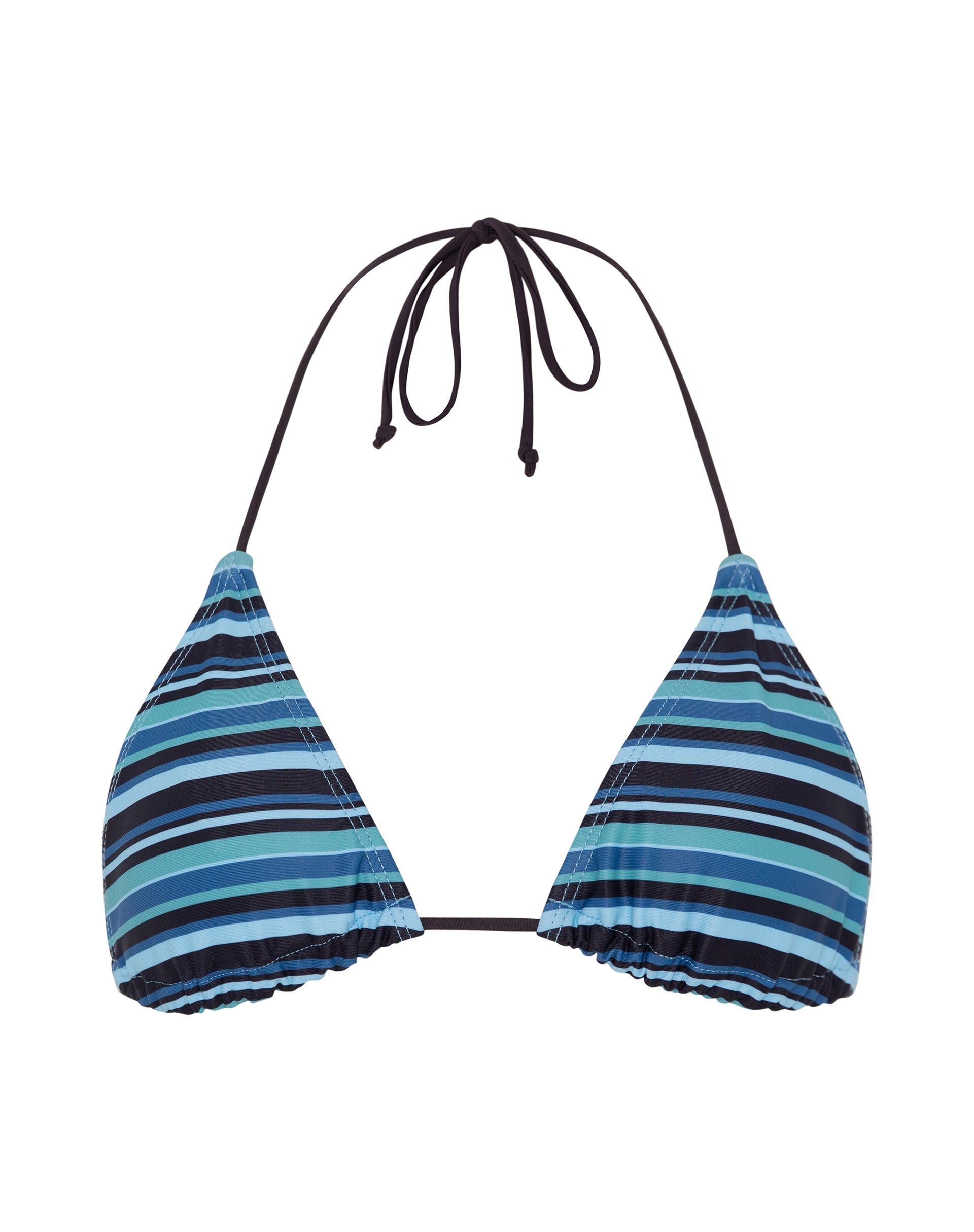 Immagine di Pami Bikini Top a righe blu con cravatta marrone