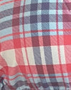Tartan rosa pastello con finiture a picot