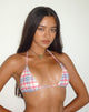 Immagine di Pami Bikini Top in tartan rosa pastello con bordi a picot