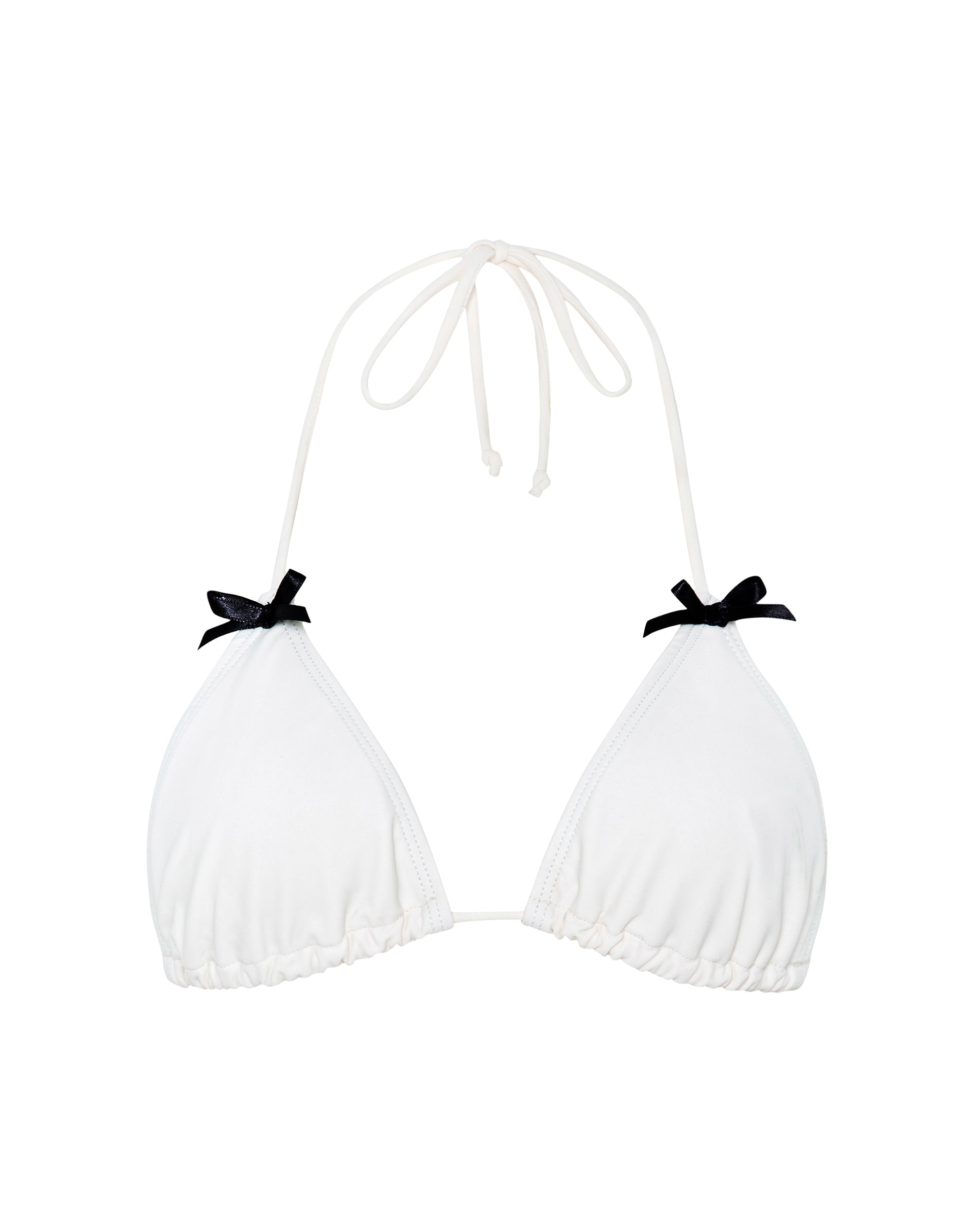 Immagine del top bikini Pami in avorio con fiocco nero