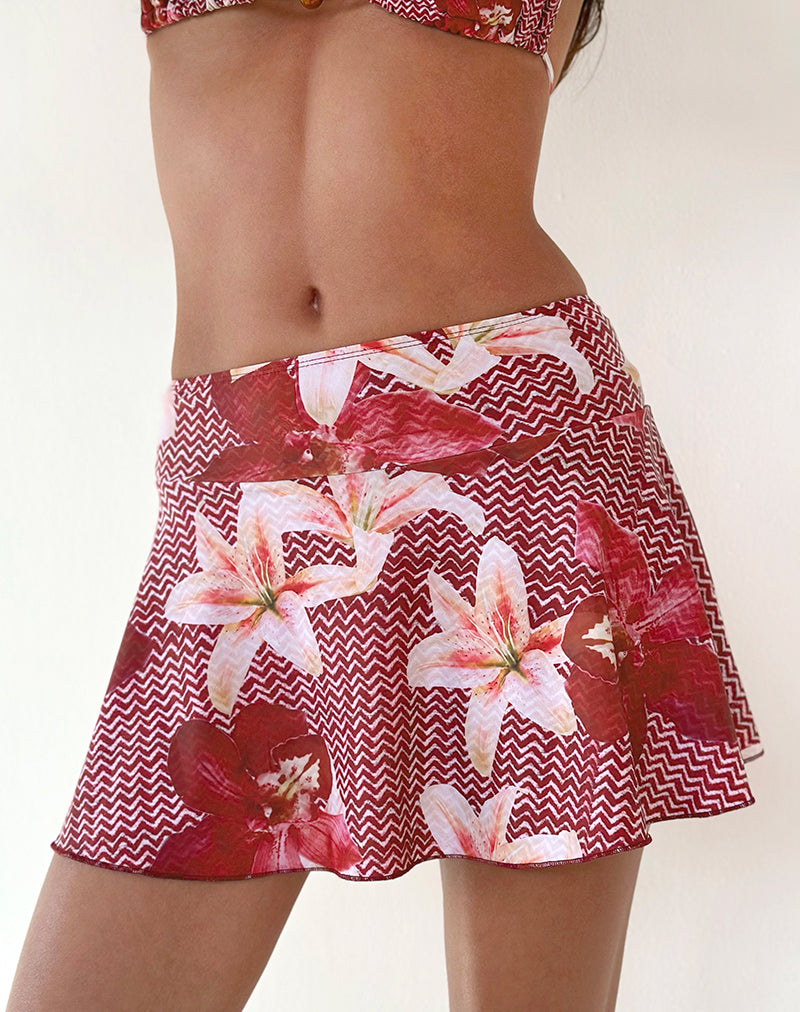 Gonna da bagno Orla Mini in Zig Zag Lily Borgogna
