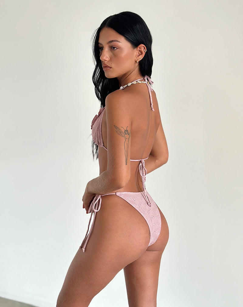 Immagine di Lentra - Slip bikini con volant in Broderie Blush Pink