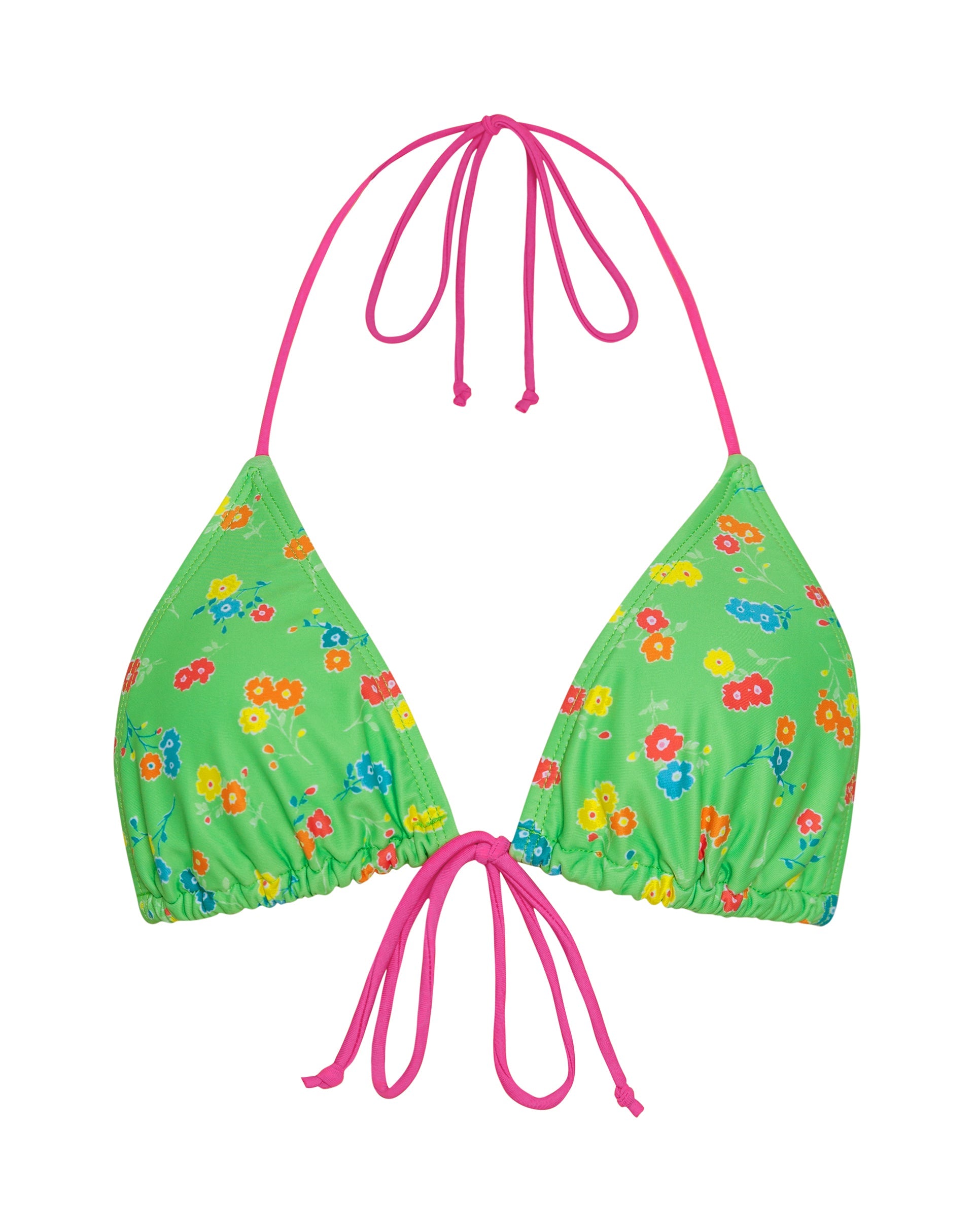 Immagine di Pamita Bikini Top in verde floreale con bordatura rosa