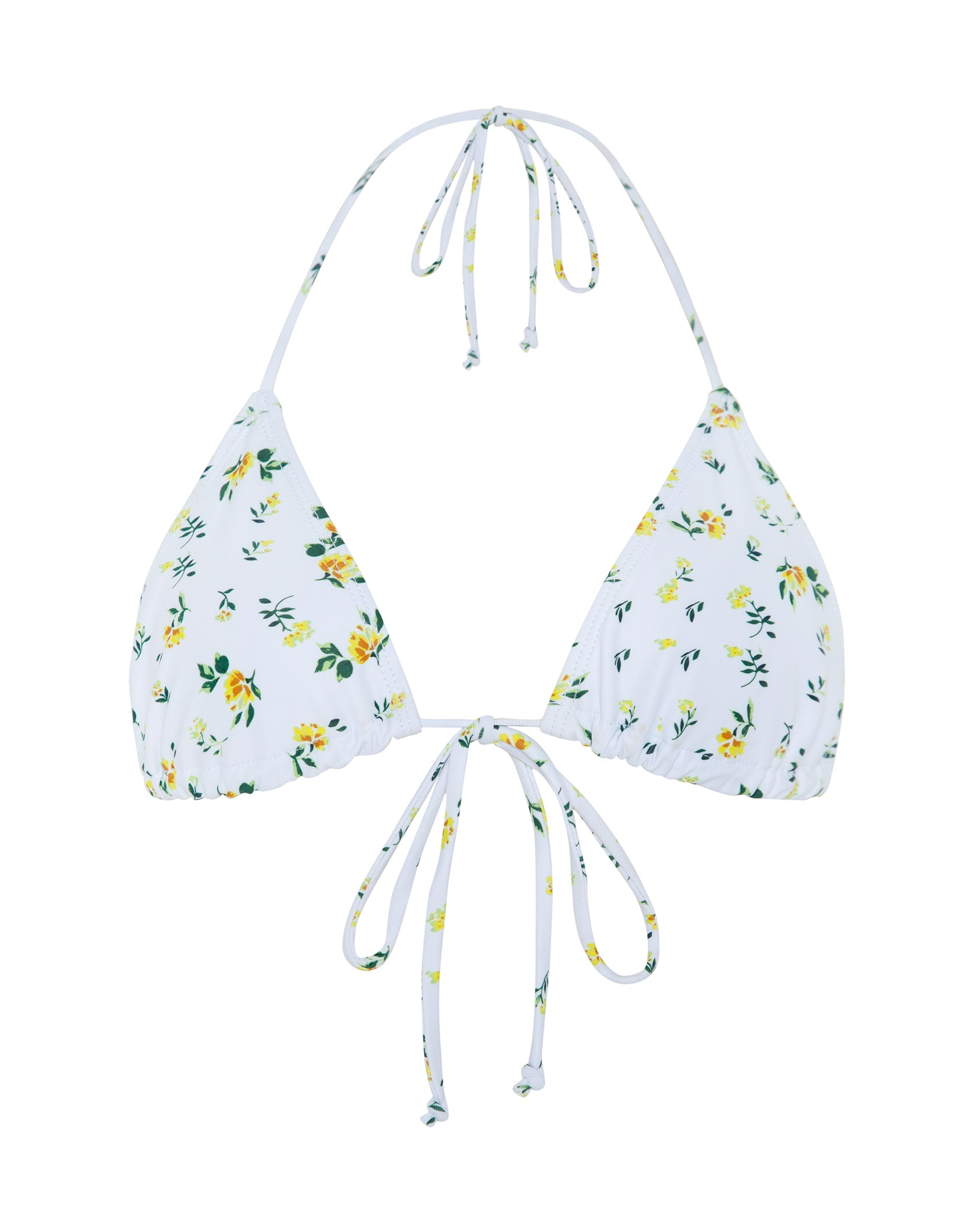 Immagine del top bikini Pamita in giallo con fantasia floreale