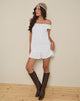 Immagine di Panasi Bardot Babydoll Mini Dress in Off White