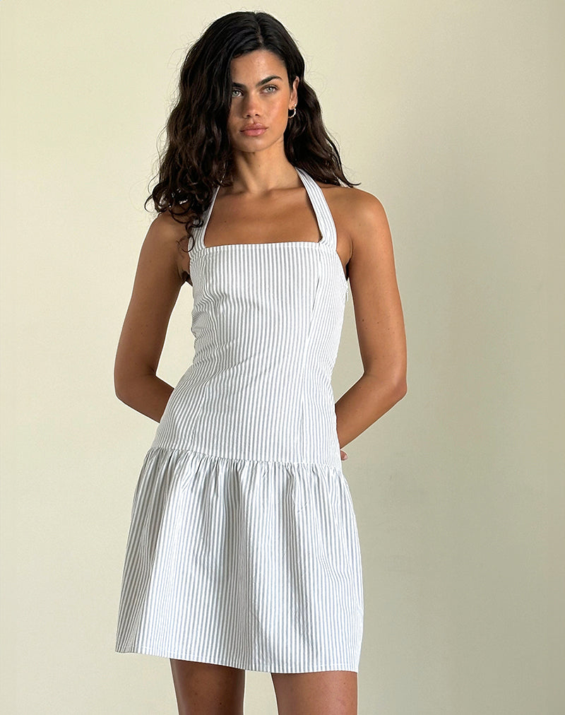 Immagine di Panja Mini Dress in Small Stripe Vertical Grey