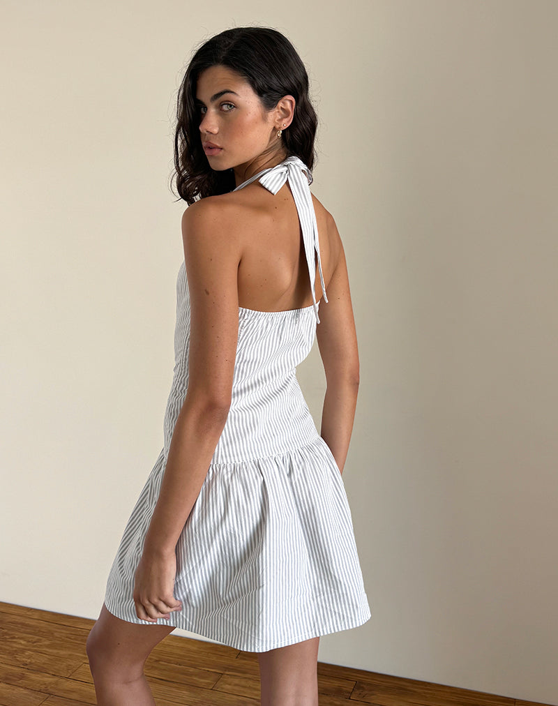 Immagine di Panja Mini Dress in Small Stripe Vertical Grey