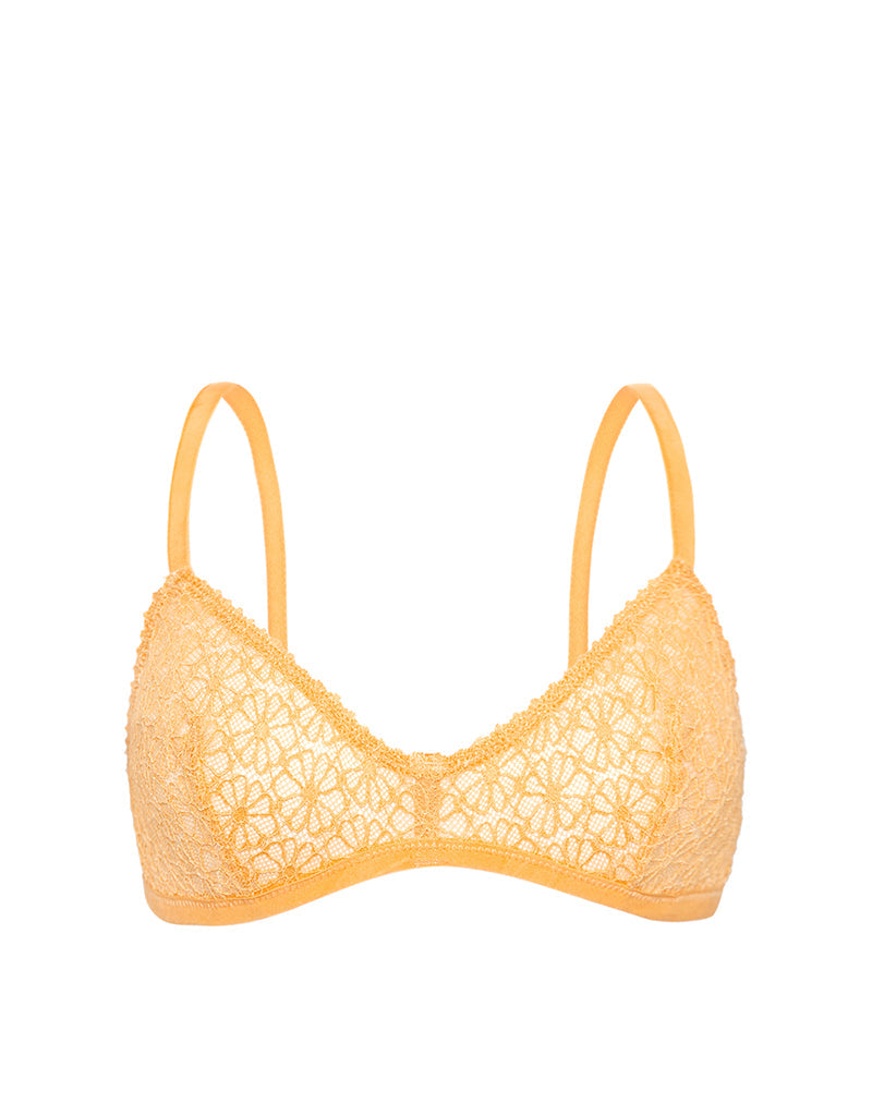 Immagine del reggiseno Panli in pizzo a fiori arancione con rifiniture