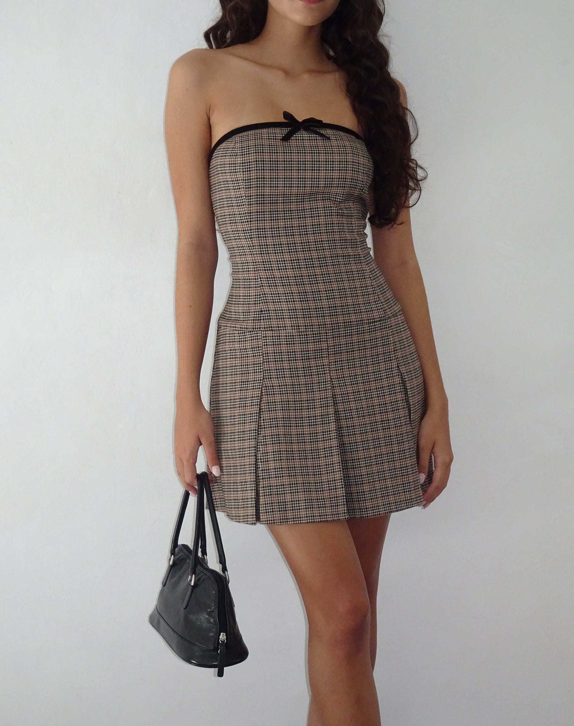 Immagine di Panola Mini Dress in Micro Check Brown