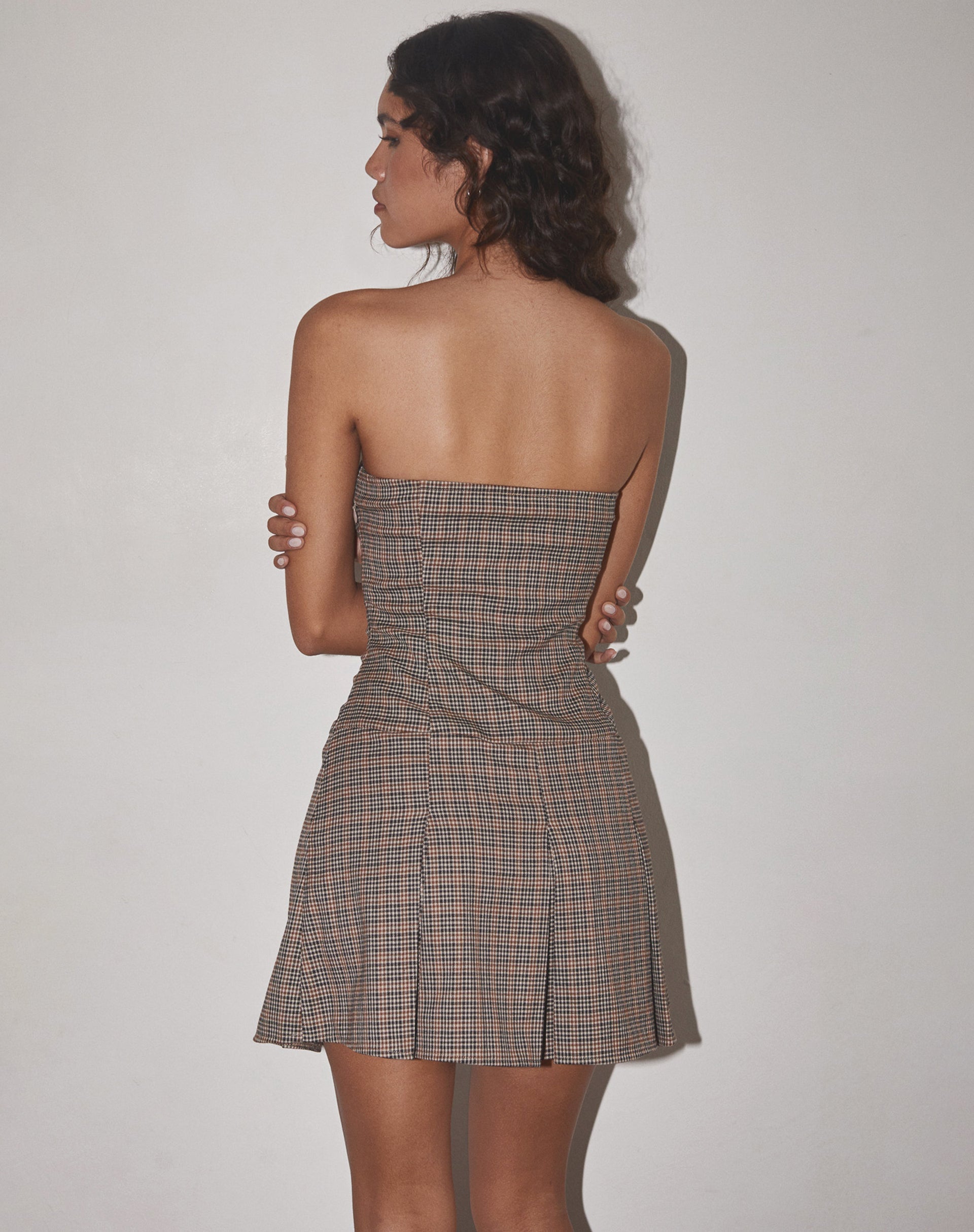 Immagine di Panola Mini Dress in Micro Check Brown