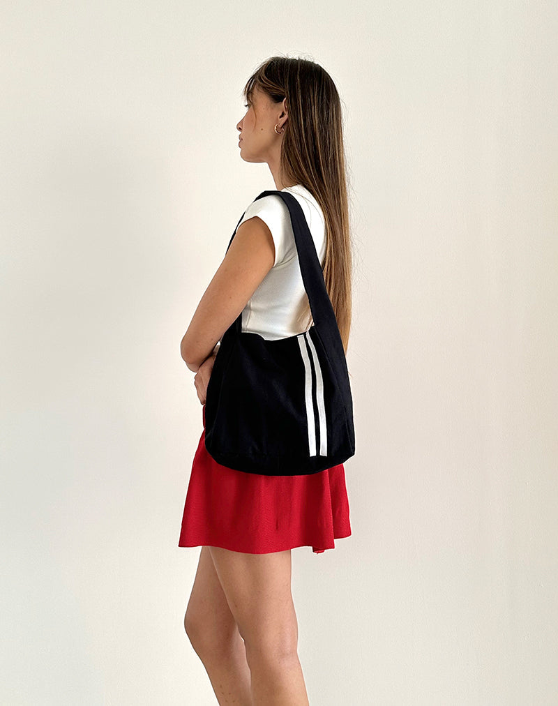 Borsa Pardi in tela nera a righe bianche