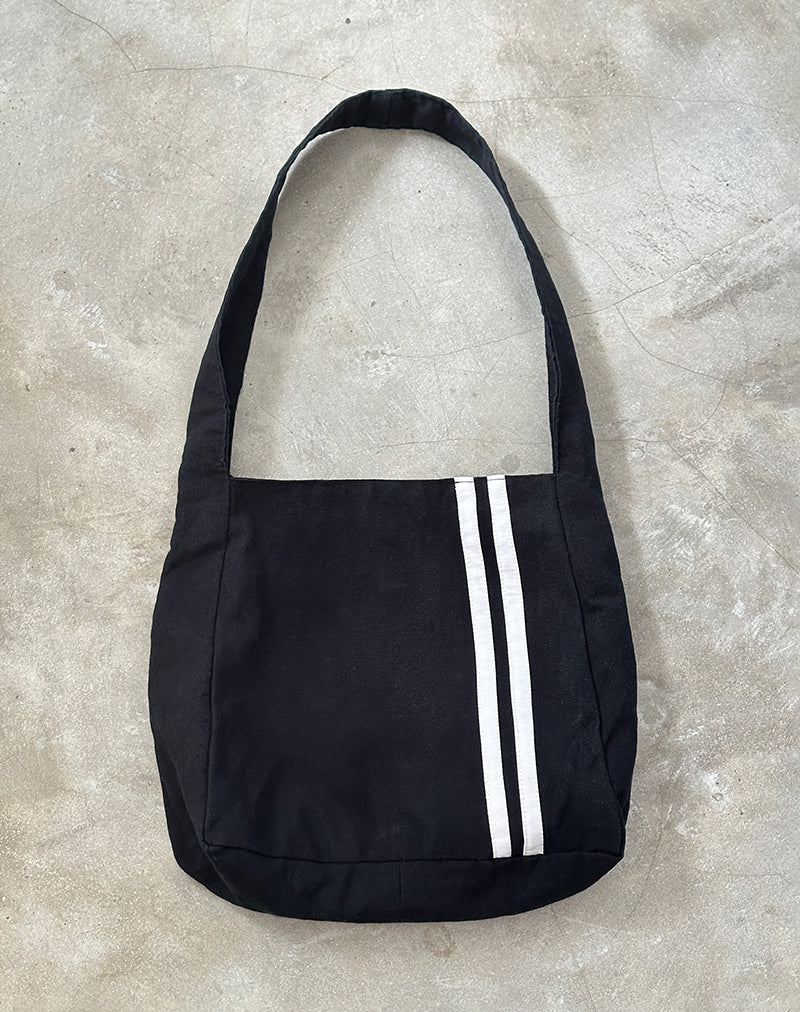 Borsa Pardi in tela nera a righe bianche