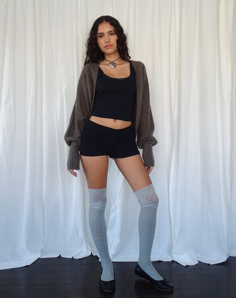 Immagine di Pasha Cardigan Shrug in maglia spazzolata marrone