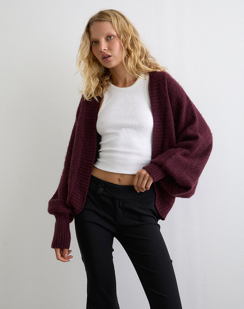 Cardigan Pasha Shrug in ciliegio scuro
