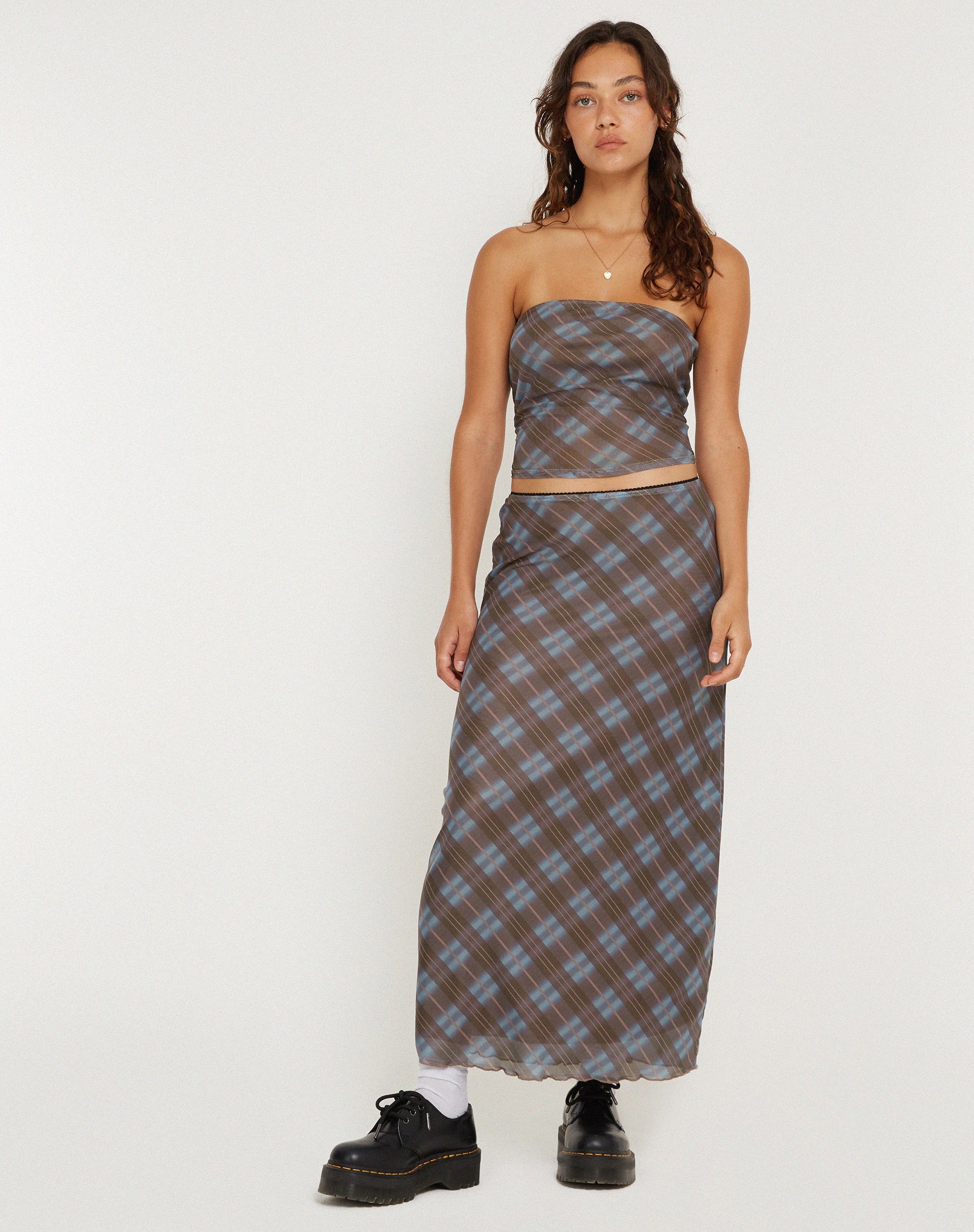 immagine di LASSIE SKIRT GREEN BLURRED CHECK DARK OLIVE