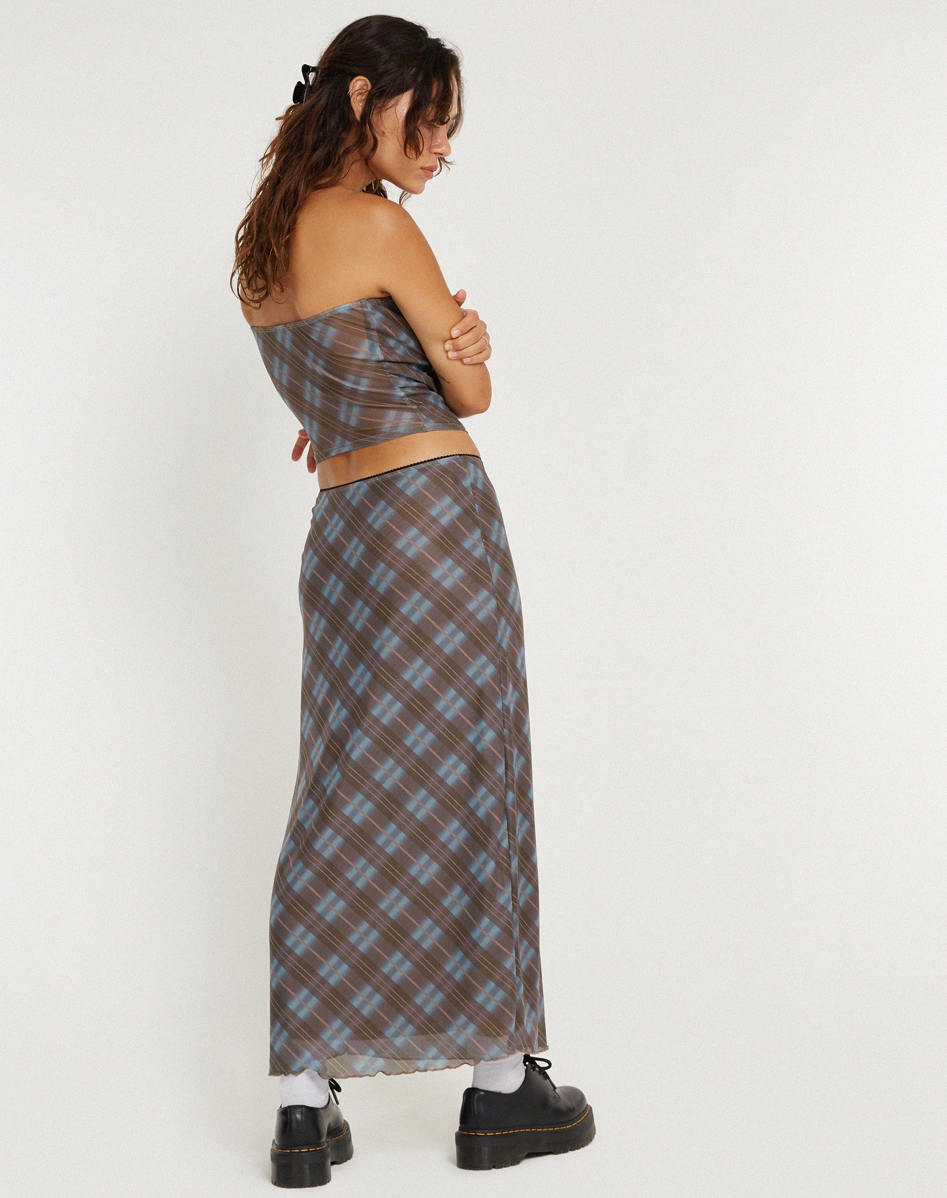 immagine di LASSIE SKIRT GREEN BLURRED CHECK DARK OLIVE