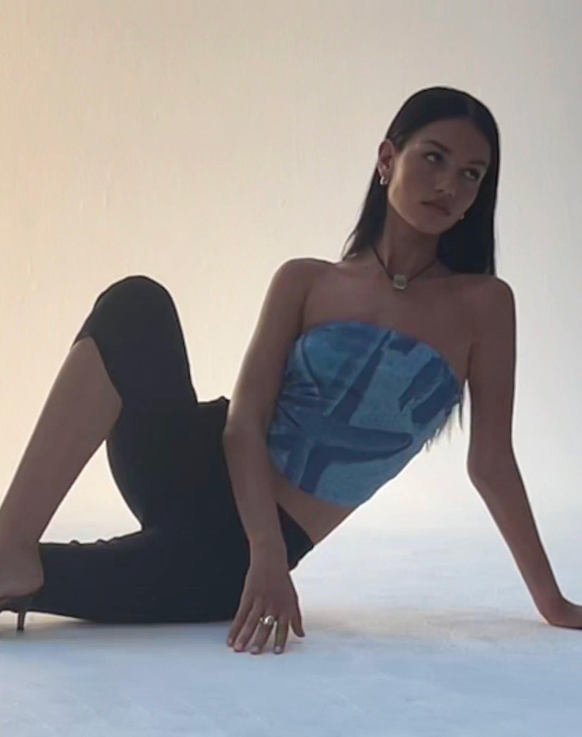 Immagine di Peggy Mesh Bandeau Top in blu Starfish Photoprint