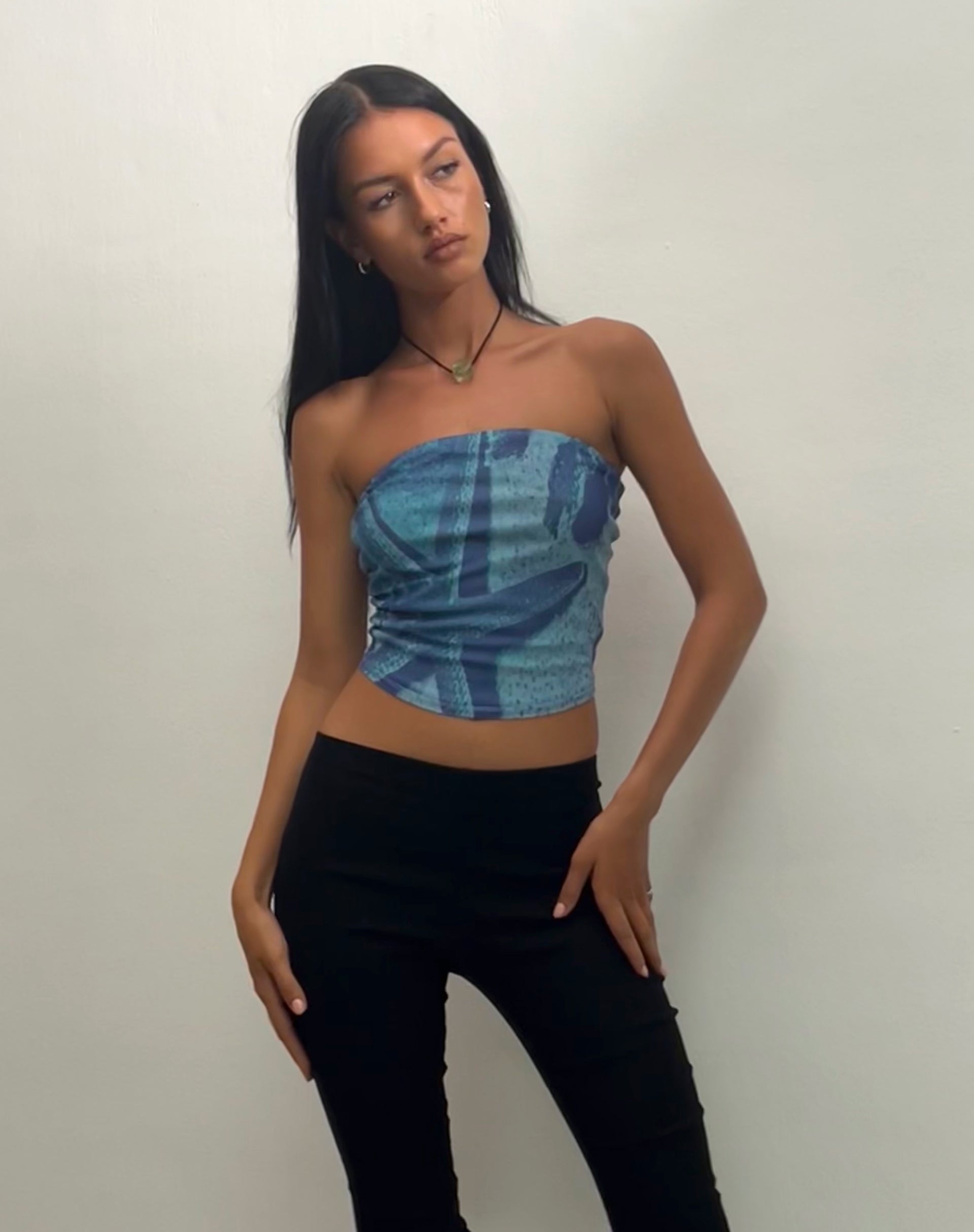 Immagine di Peggy Mesh Bandeau Top in blu Starfish Photoprint