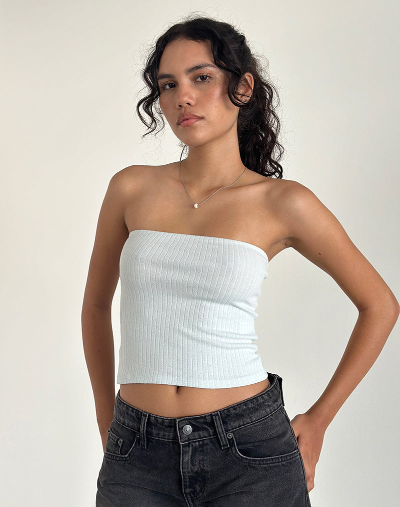 Top a fascia Peggy in Pointelle Soft Blue