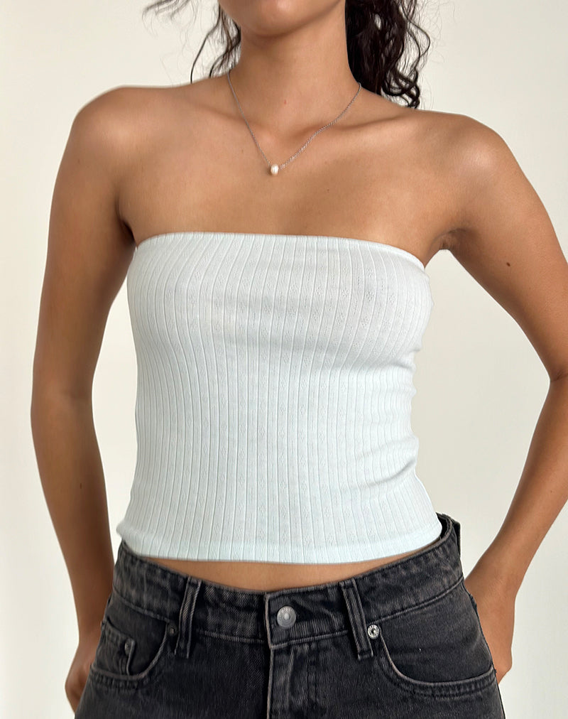 Immagine di Peggy Tube Top in Pointelle Soft Blue