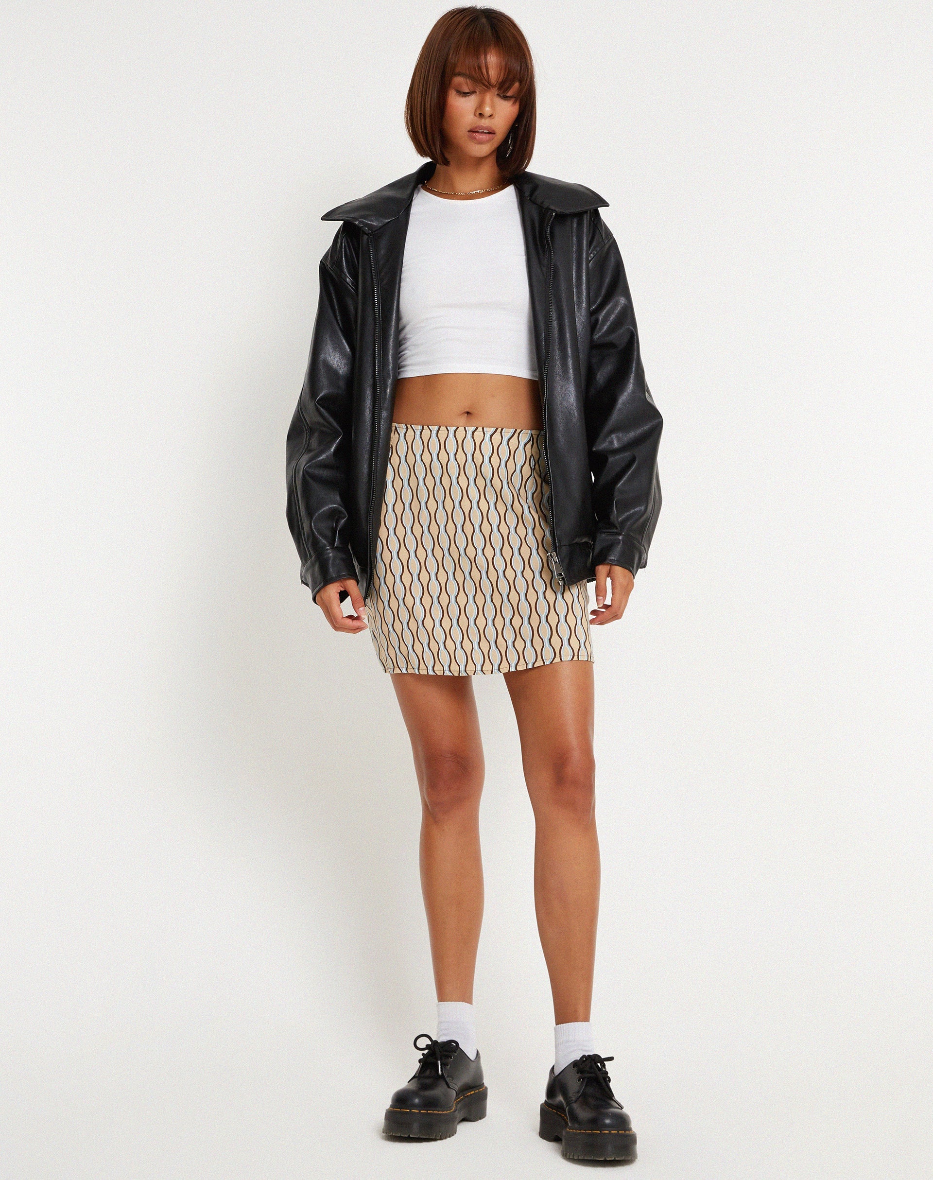 immagine di Pelmo Mini Skirt in Preppy Geo Brown