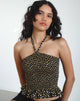 Immagine di Phobe - Top con collo alto arricciato in bronzo floreale ditsy