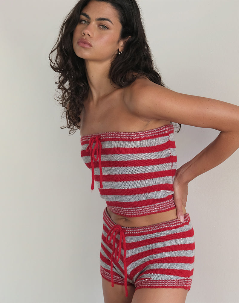 Immagine di Renha Hot Pants a righe rosse e grigie