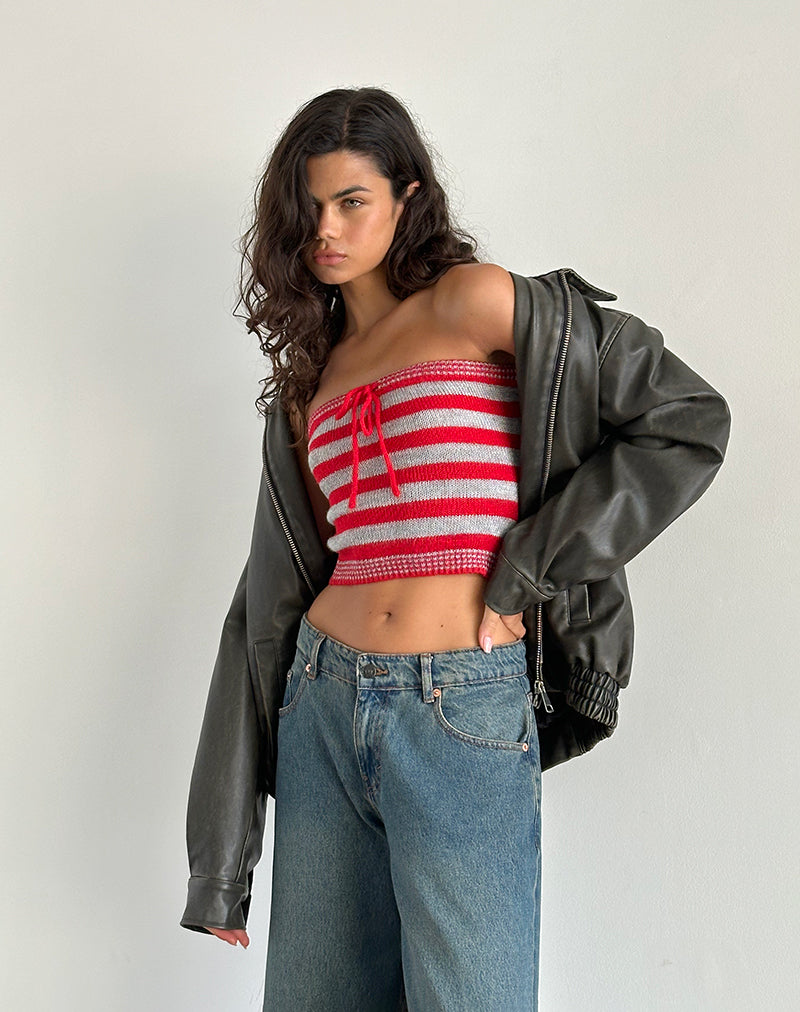 immagine di Pihla Tube Top a righe rosse e grigie