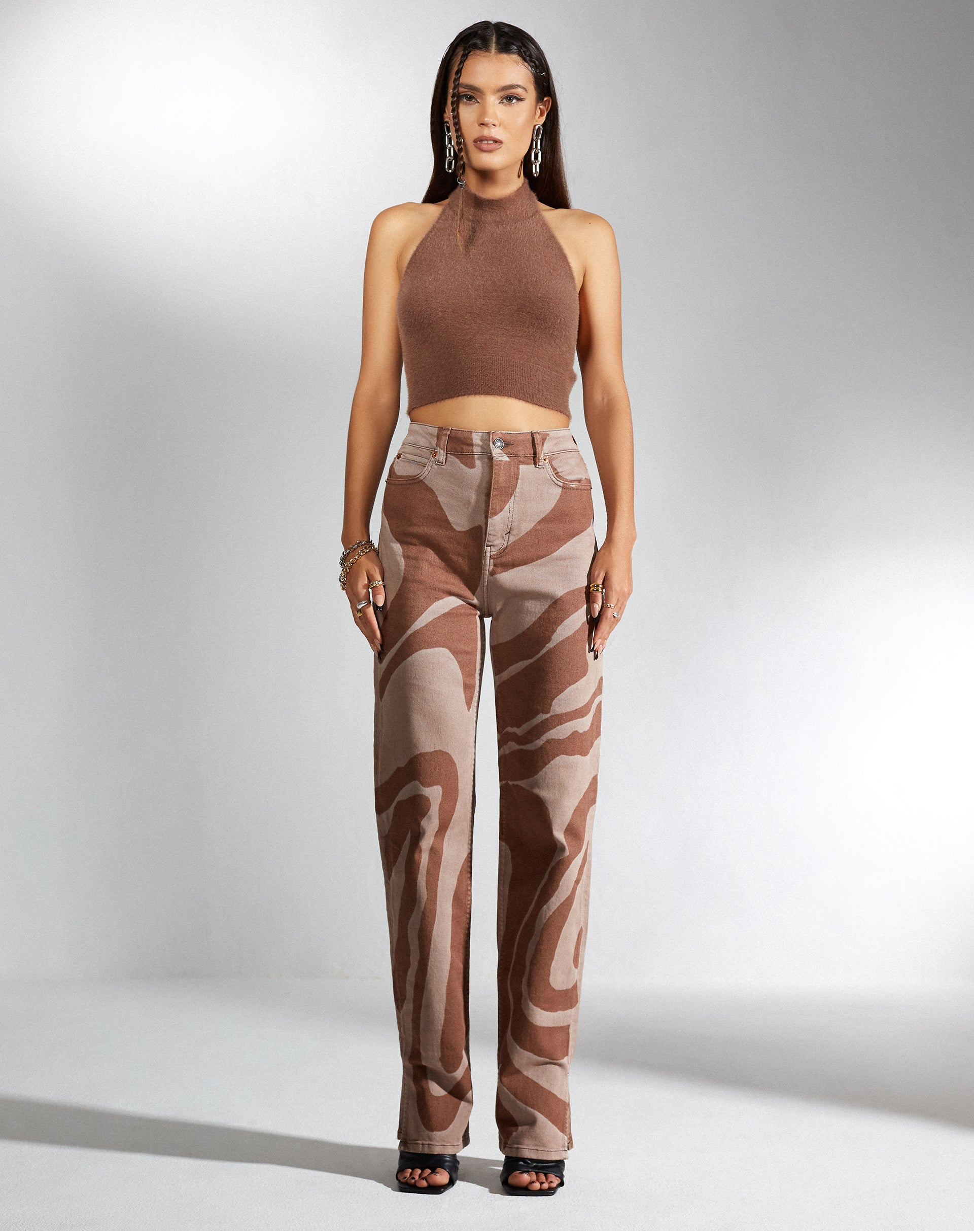 Immagine di MOTEL X IRIS Jeans a gamba dritta in Laser Swirl Brown
