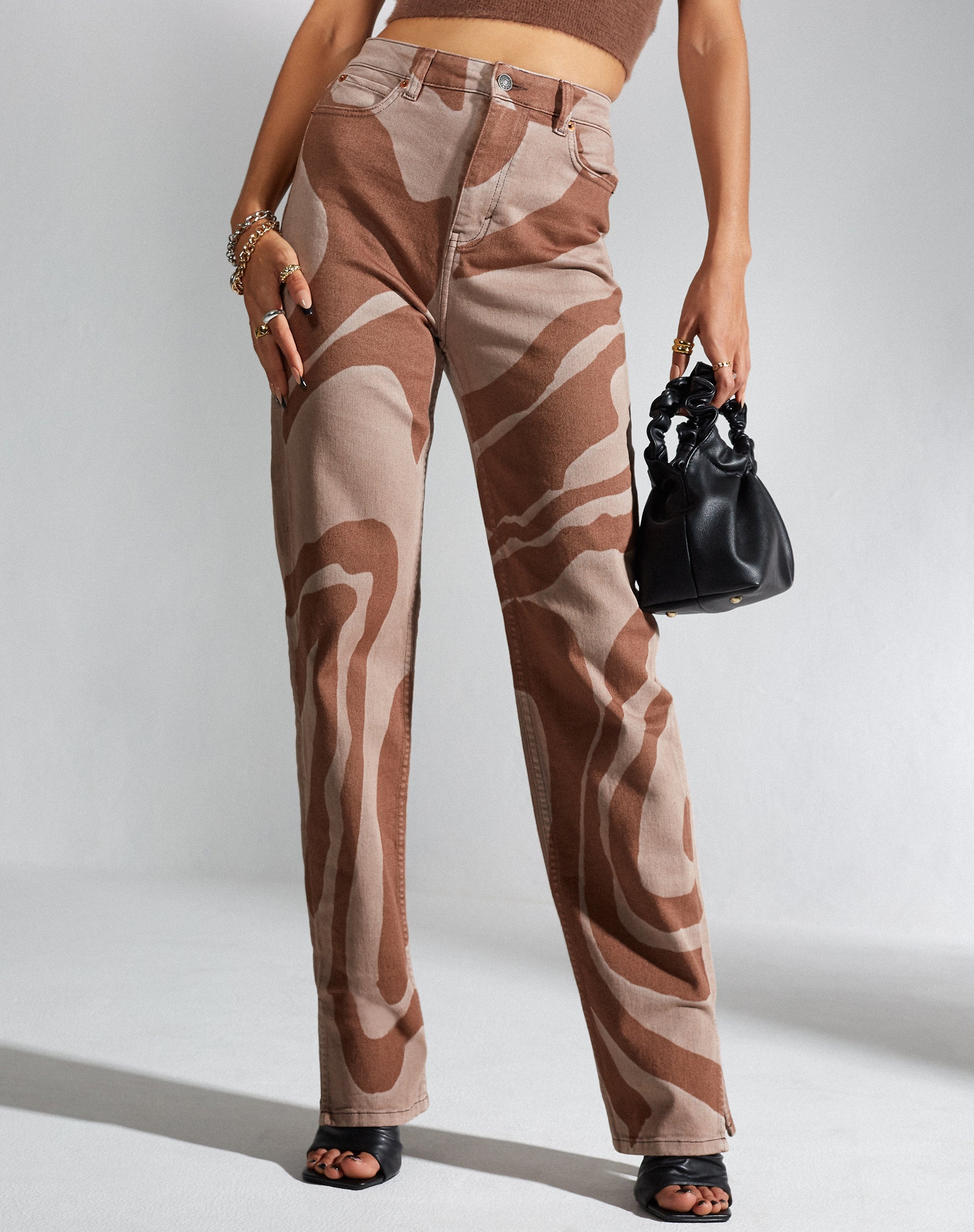 Immagine di MOTEL X IRIS Jeans a gamba dritta in Laser Swirl Brown