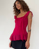Immagine di Piro Ruffle Longline Top in Borgogna